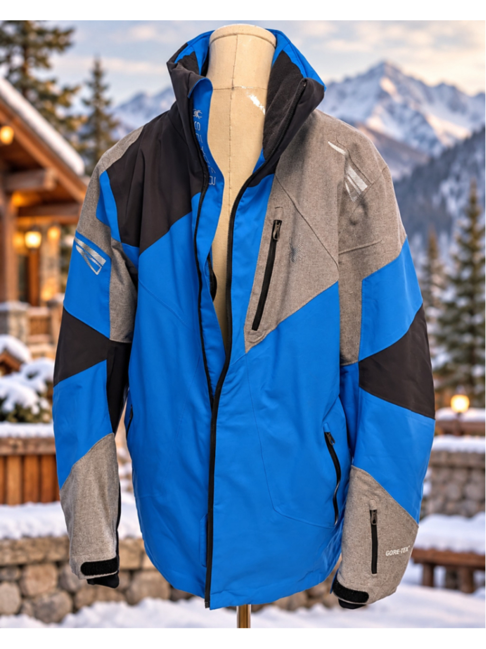 Spyder Gore-Tex 3M Thinsulate Waterproof Ski Jacket Blue Gray Men’s Large
